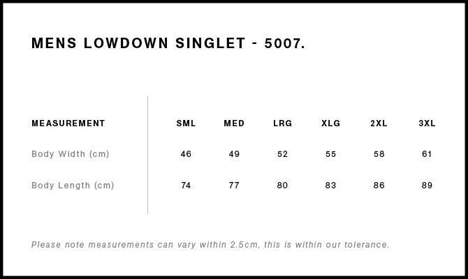 Size Guide - Style 5007