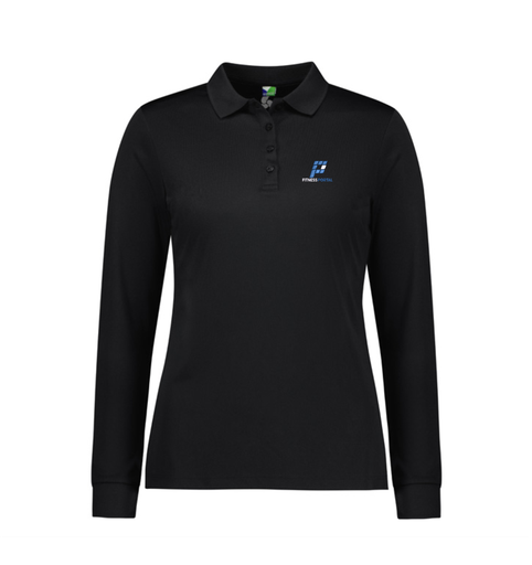 [AM006712] The Fitness Portal Uniform - Ladies Polo LS Black AUK